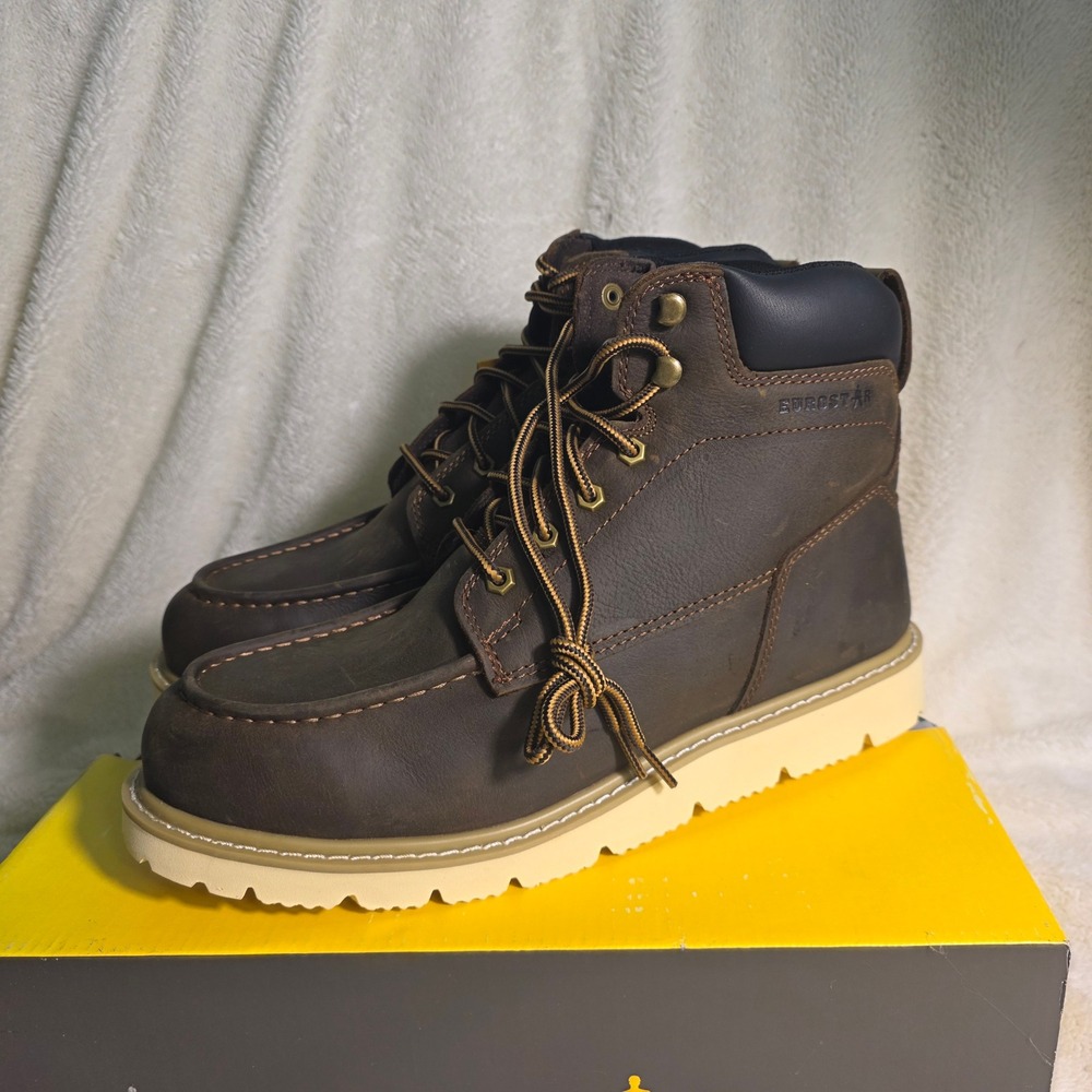 Eurostar Boots Moc Toe Dark Brown Leather Work Oil Slip Resistant Mens 11 New